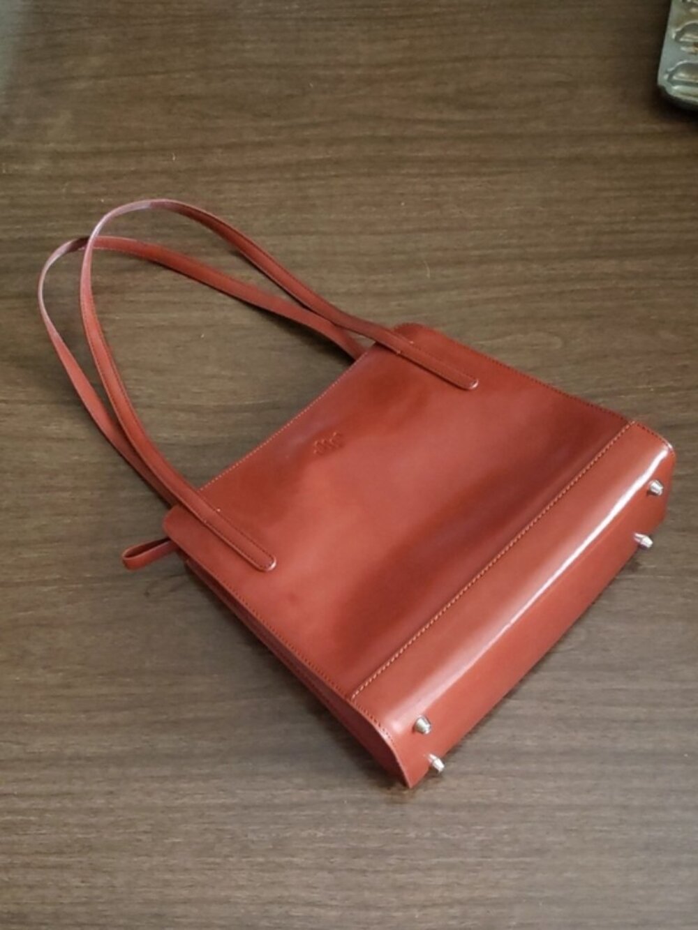 NWT Vintage 90s Terra Cotta Italian Leather MONSAC Shoulder Bag with Dust Jacket